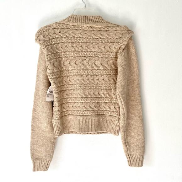Blank NYC Horizontal Cable Crewneck Sweater Tan Aspen NWTs size XS - Picture 6 of 8